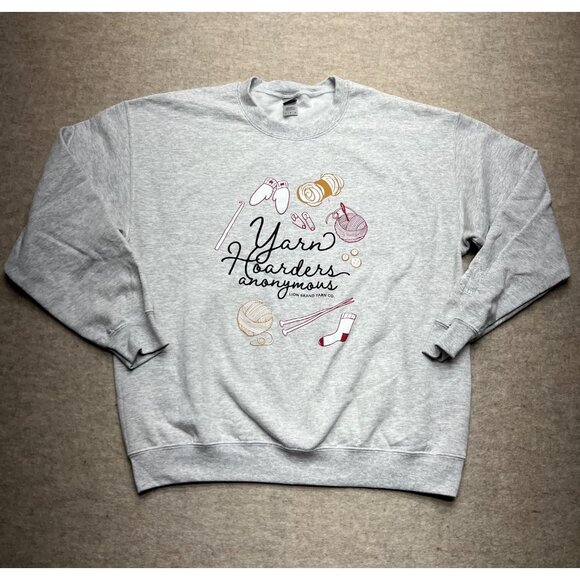 Lion Brand Yarn Co. Yarn Hoarders Anonymous Crewneck Sweatshirt Size Large - Picture 1 of 8